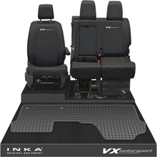 Load image into Gallery viewer, Vauxhall Opel Vivaro INKA Front 1+2 Tailored Waterproof Seat Covers &amp; Tailored Rubber Mat Black MY19 to Present

