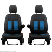 Load image into Gallery viewer, INKA Ford Transit Custom Front Tailored 1+1 Black Leathertte Stripe Seat Covers MY 2018+ [Choice of 6 Colours]
