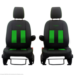 INKA Ford Transit Custom Front Tailored 1+1 Black Leathertte Stripe Seat Covers MY 2018+ [Choice of 6 Colours]