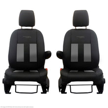 Load image into Gallery viewer, INKA Ford Transit Custom Front Tailored 1+1 Black Leathertte Stripe Seat Covers MY 2018+ [Choice of 6 Colours]
