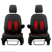 Load image into Gallery viewer, INKA Ford Transit Custom Front Tailored 1+1 Black Leathertte Stripe Seat Covers MY 2018+ [Choice of 6 Colours]
