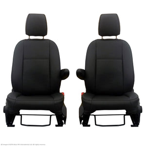 INKA Tailored Ford Transit Custom Front 1+1 Vinyl Leatherette Black Seat Covers [Choice of 8 Stitch Colours]
