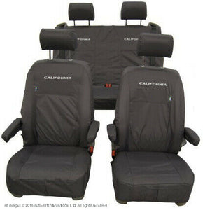 VW California Ocean/Beach/Surf Inka Fully Tailored Waterproof Seat Covers with ISOFIX Black Fits T6 & T5 2014 Onwards