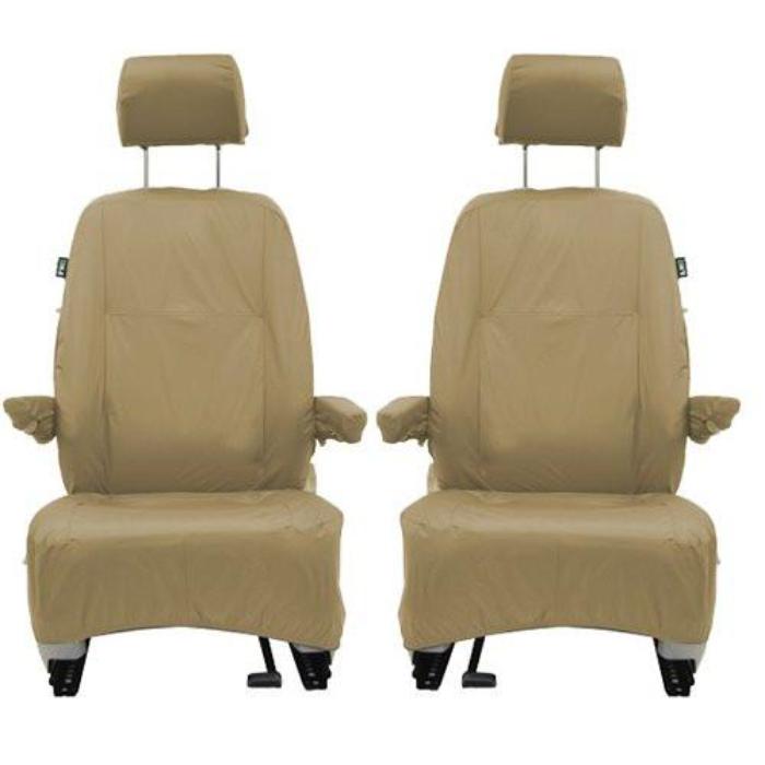 Volkswagen (VW) Caravelle Inka Fully Tailored Waterproof Front Set Seat Covers 2003-2008 Heavy Duty Right Hand Drive Beige