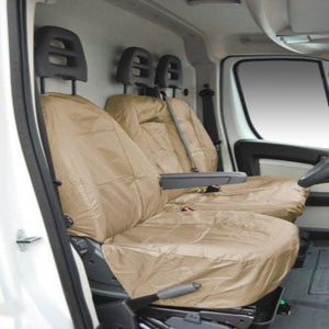 Fiat Ducato Fully Tailored Waterproof Front Single & Double Set Seat Covers 2006 Onwards Heavy Duty Right hand Drive Beige