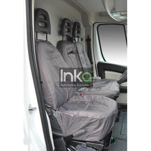 Load image into Gallery viewer, Peugeot Boxer Fully Tailored Inka Waterproof Front Single &amp; Double Seat Covers 2006 - 2016 Heavy Duty Right Hand Drive Grey
