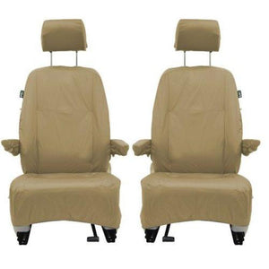 VW Transporter T5 Fully Tailored Waterproof Front Single Set Seat Covers 2009-2013 Heavy Duty Left Hand Drive Beige