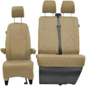 Volkswagen (VW) Transporter Shuttle Fully Tailored Waterproof Front Set Seat Covers 2006-2009 Heavy Duty Right Hand Drive Beige