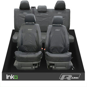 VW CADDY MAXI LIFE KOMBI INKA TAILORED WATERPROOF SEAT COVERS R-LINE EMBROIDERY [Choice of 3 Colours]