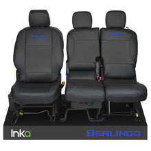Load image into Gallery viewer, Citroen Berlingo INKA Front 1+2 Tailored Plain Leatherette Seat Covers Black MY18+
