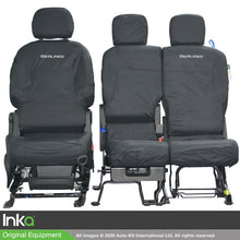 Load image into Gallery viewer, Citroen Berlingo MK2 Front Inka Fully Tailored Set Waterproof Seat Covers Black with Embroidery
