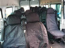 Load image into Gallery viewer, Ford Transit MK7 Minibus 17 Seater INKA Front &amp; Rear Waterproof Seat Covers Set Black
