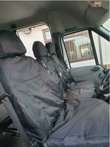 Ford Transit MK7 Minibus 17 Seater INKA Front & Rear Waterproof Seat Covers Set Black