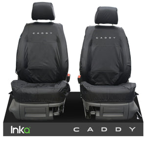 VW Caddy Cargo INKA Front Tailored Waterproof Seat Covers Black MK5 MY20+