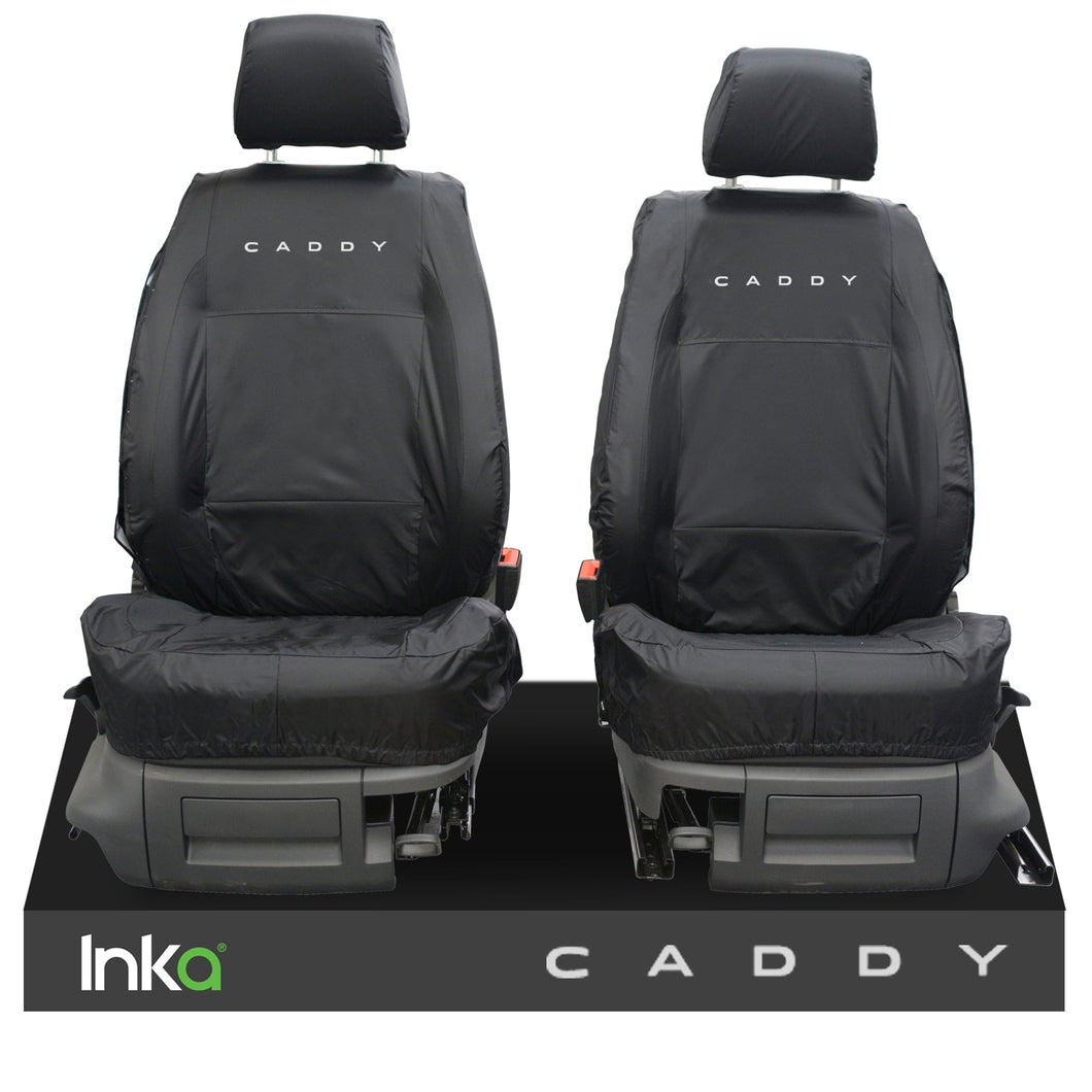 VW Caddy Cargo INKA Front Tailored Waterproof Seat Covers Black MK5 MY20+