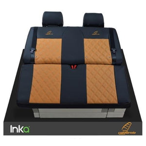 VW California T6.1,T6,T5.1, T5 Ocean Coast INKA Black Vinyl & Orange Vinyl Seat Covers