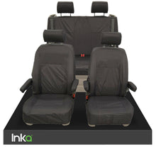 Load image into Gallery viewer, VW California Ocean/Coast T5.1,T6,T6.1 Front Rear Tailored Seat Covers With ISOFIX Black
