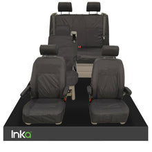 Load image into Gallery viewer, VW California Ocean/Coast T5.1,T6,T6.1 Front Rear Tailored Seat Covers With ISOFIX Black

