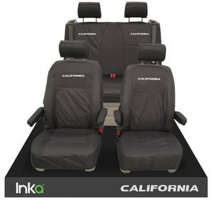 VW California Ocean/Coast/Beach T5.1,T6,T6.1 Front Rear Tailored Seat Covers With ISOFIX Black