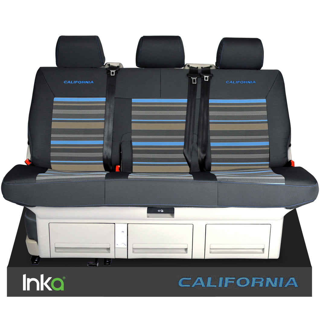 INKA Fully Tailored VW T6.1,T6,T5 California Ocean/Beach/Coast Takato Rear Triple Seat Covers