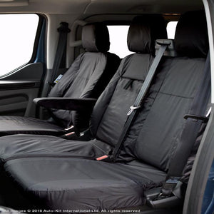Ford Transit Custom Fully Tailored Waterproof Front Seat Cover Set 2012 Onwards Heavy Duty Right Hand Drive Black