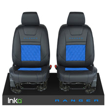 Load image into Gallery viewer, Ford Ranger T6 Front INKA Tailored Seat Covers Black Bentley Diamond Quilt Alcantara Look MY-2011+ ( Choice of 6 Colours )
