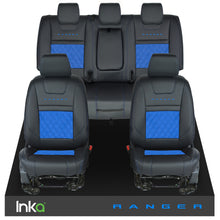 Load image into Gallery viewer, Ford Ranger T6 Front &amp; Rears INKA Tailored Seat Covers Black Bentley Diamond Quilt Alcantara Look MY-2011+ ( Choice of 6 Colours )

