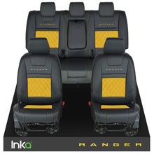 Load image into Gallery viewer, Ford Ranger T6 Front &amp; Rears INKA Tailored Seat Covers Black Bentley Diamond Quilt Alcantara Look MY-2011+ ( Choice of 6 Colours )
