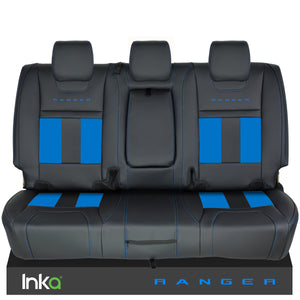 Ford Ranger T6 INKA Rear Striped Tailored Seat Covers Black- MY-2011+ ( Choice of 6 Colours )