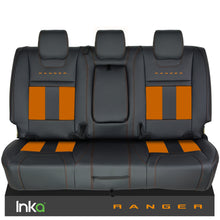Load image into Gallery viewer, Ford Ranger T6 INKA Rear Striped Tailored Seat Covers Black- MY-2011+ ( Choice of 6 Colours )
