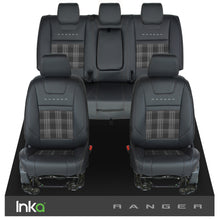 Load image into Gallery viewer, Ford Ranger T6 INKA Front &amp; Rear GTi Tartan Tailored Seat Covers Black- MY-2011+ ( Choice of 6 Colours )
