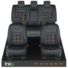 Load image into Gallery viewer, Ford Ranger T6 INKA Front &amp; Rear GTi Tartan Tailored Seat Covers Black- MY-2011+ ( Choice of 6 Colours )
