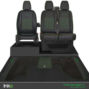 Ford Transit Custom Front Bentley Diamond Tailored Seat Covers & Matching Tailored Floor Mat MY 2012+ ( 6 COLORS )
