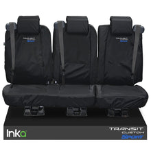 Load image into Gallery viewer, Ford Transit Custom Crew Cab Rear Tailored Waterproof Seat Covers Embroidery Black [Choice Of 6 Colours]
