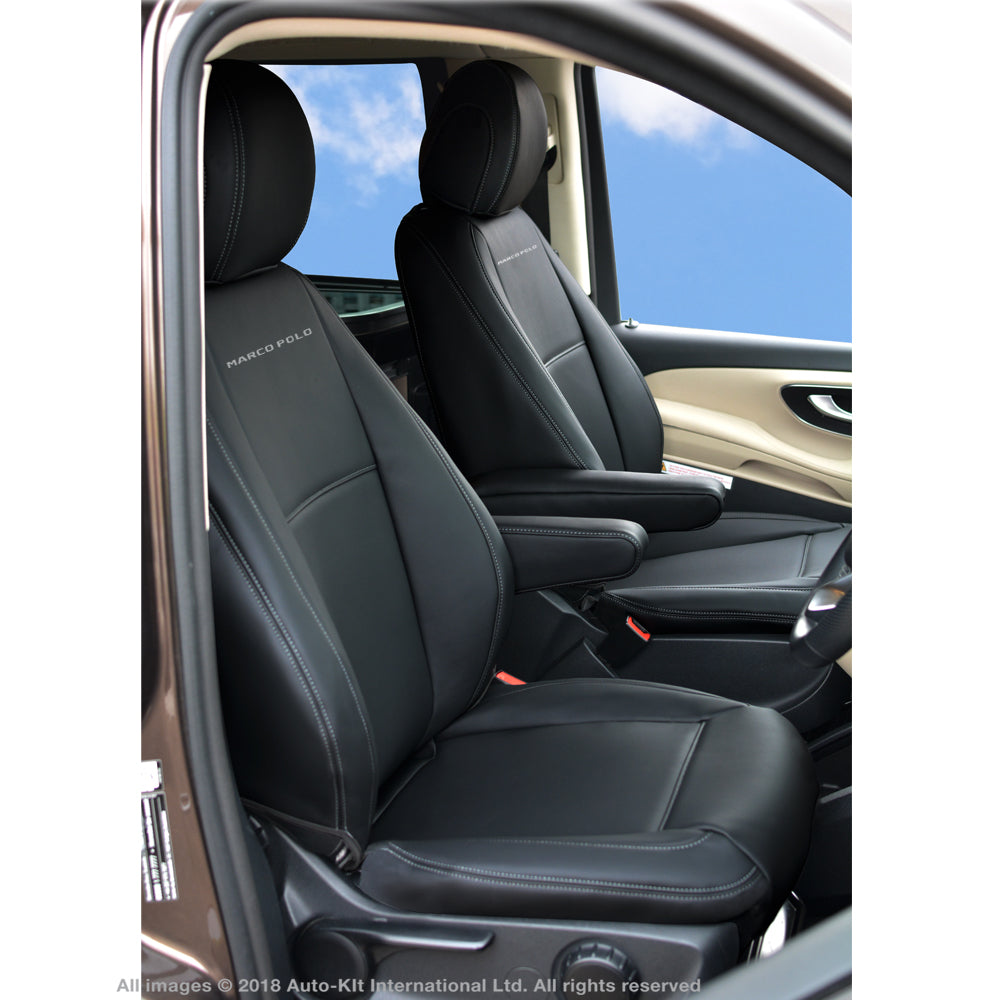 INKA Tailored Mercedes Benz W447 MK 3 V Class Front 1+1 Black Leatherette Seat Covers