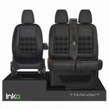 Load image into Gallery viewer, Ford Transit MK8 Front 1+2 Vinyl Leatherette GTi Tartan Seat Covers Black MY 2012+ [Choice of 7 colours]
