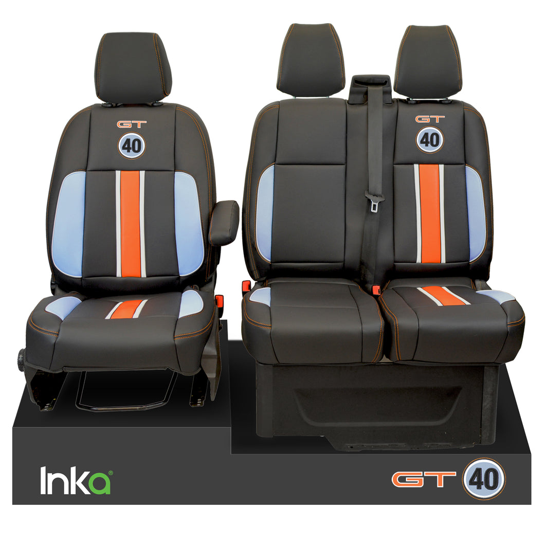 Ford Transit Custom Front INKA Vinyl Leatherette Seat Covers GT40 LeMans Edition