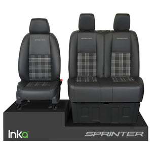 Mercedes Benz Sprinter MK3 Front 1+2 INKA Tailored GTi Tartan Seat Covers MY 2018-22