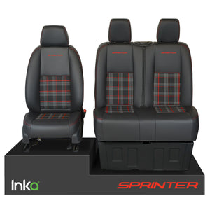 Mercedes Benz Sprinter MK3 Front 1+2 INKA Tailored GTi Tartan Seat Covers MY 2018-22