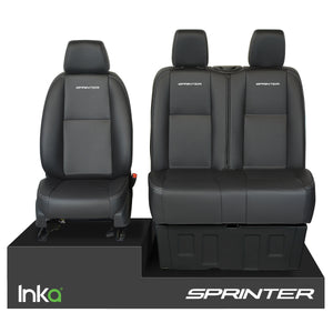 MERCEDES BENZ SPRINTER MK3 INKA OEM LEATHERETTE TAILORED FRONT SEAT COVERS SET BLACK MY-2018-22 (VS30 MK3) - 7 Colours