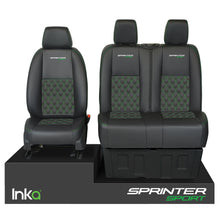 Load image into Gallery viewer, Mercedes Sprinter MK2 INKA Front 1+2 Tailored Seat Covers Black Bentley Diamond Quilt MY2006-17 ( Choice of 6 Colours )
