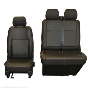 VW Transporter T6.1, T6 & T5.1 INKA Tailored Front Seat Covers Black Matt Leatherette with NO AR [Choice of 7 colours]