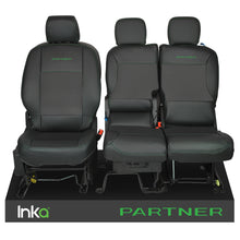 Load image into Gallery viewer, Peugeot Partner INKA Front 1+2 Tailored Plain Leatherette Seat Covers Black 2018+ Mark III

