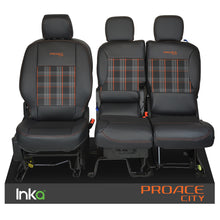 Load image into Gallery viewer, Toyota Proace City INKA Front 1+2 Tailored GTi Tartan Leatherette Seat Covers Black MY18+
