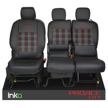 Load image into Gallery viewer, Toyota Proace City INKA Front 1+2 Tailored GTi Tartan Leatherette Seat Covers Black MY18+
