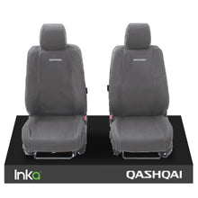 Load image into Gallery viewer, NISSAN QASHQAI MK2 Front Set Fully Tailored Waterproof Seat Covers - Embroidered Logo 2013-2020 ; Model J11 (Available In 2 Colours)
