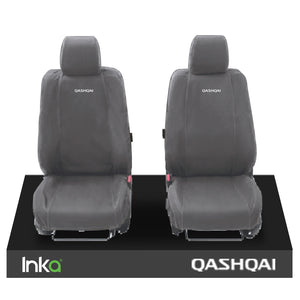 NISSAN QASHQAI MK2 Front Set Fully Tailored Waterproof Seat Covers - Embroidered Logo 2013-2020 ; Model J11 (Available In 2 Colours)