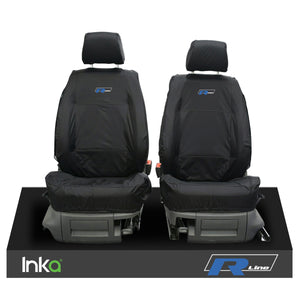 VW CADDY MAXI LIFE KOMBI INKA TAILORED WATERPROOF SEAT COVERS R-LINE EMBROIDERY [Choice of 3 Colours]