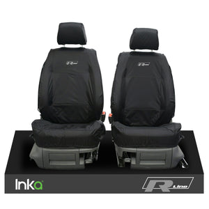 VW CADDY MAXI LIFE KOMBI INKA TAILORED WATERPROOF SEAT COVERS R-LINE EMBROIDERY [Choice of 3 Colours]