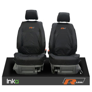 VW CADDY MAXI LIFE KOMBI INKA TAILORED WATERPROOF SEAT COVERS R-LINE EMBROIDERY [Choice of 3 Colours]